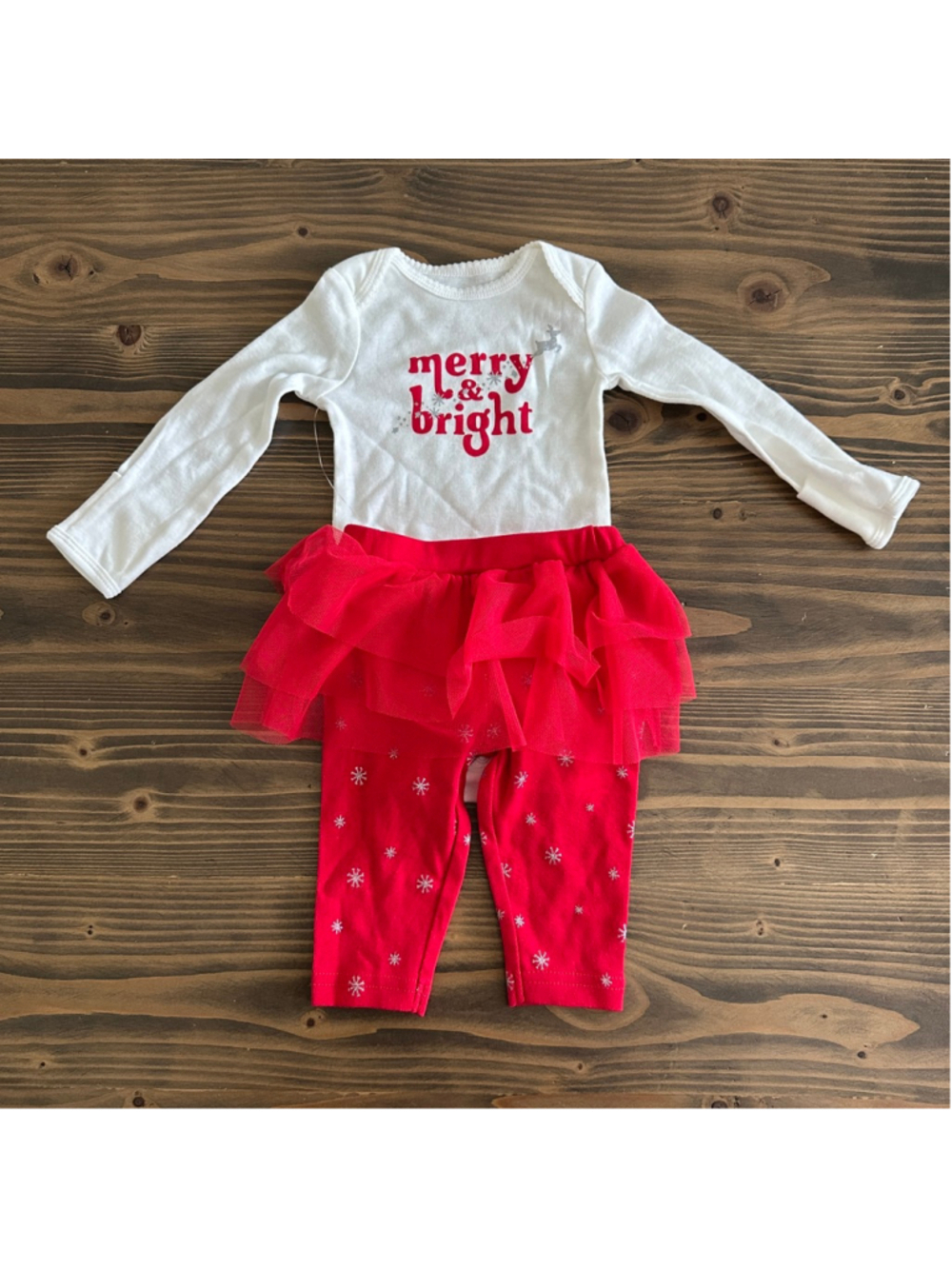 Carter’s Merry & Bright Baby Outfit 3M Christmas Tutu Set Holiday